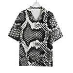 Black And White Snakeskin Print Rayon Hawaiian Shirt