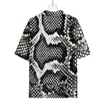 Black And White Snakeskin Print Rayon Hawaiian Shirt