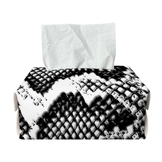 Black And White Snakeskin Print Rectangle Tissue Box Cover
