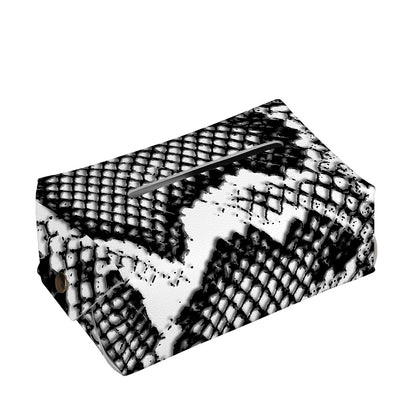 Black And White Snakeskin Print Rectangle Tissue Box Cover