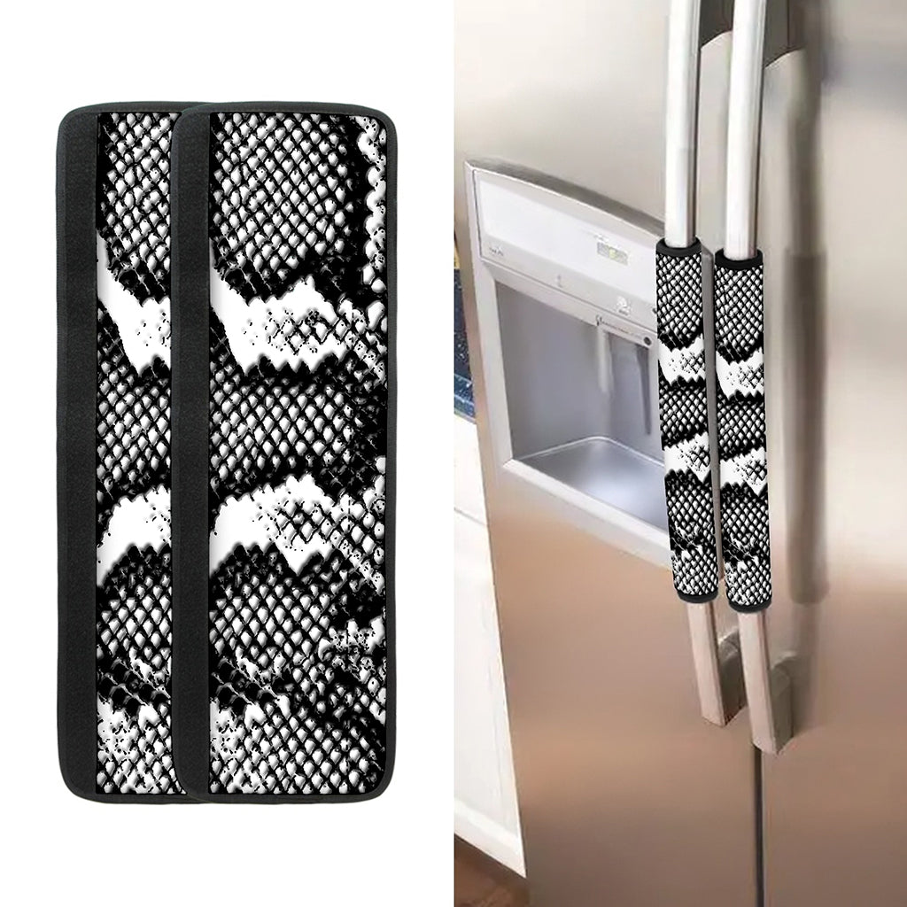 Black And White Snakeskin Print Refrigerator Handle Covers