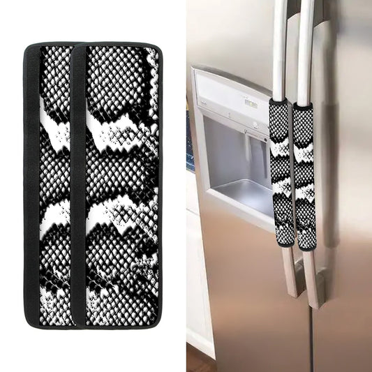 Black And White Snakeskin Print Refrigerator Handle Covers