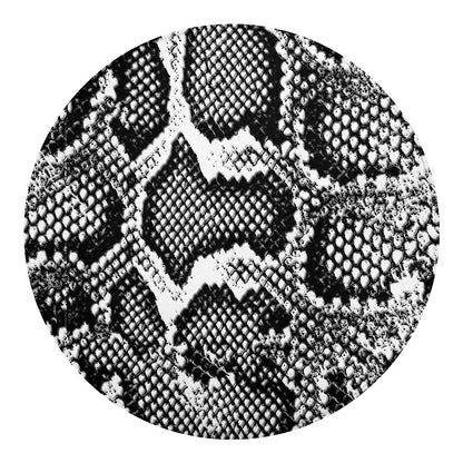 Black And White Snakeskin Print Round Blanket