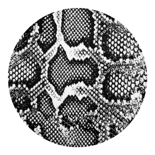 Black And White Snakeskin Print Round Blanket