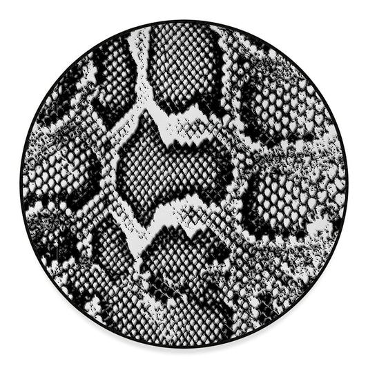 Black And White Snakeskin Print Round Floor Mat