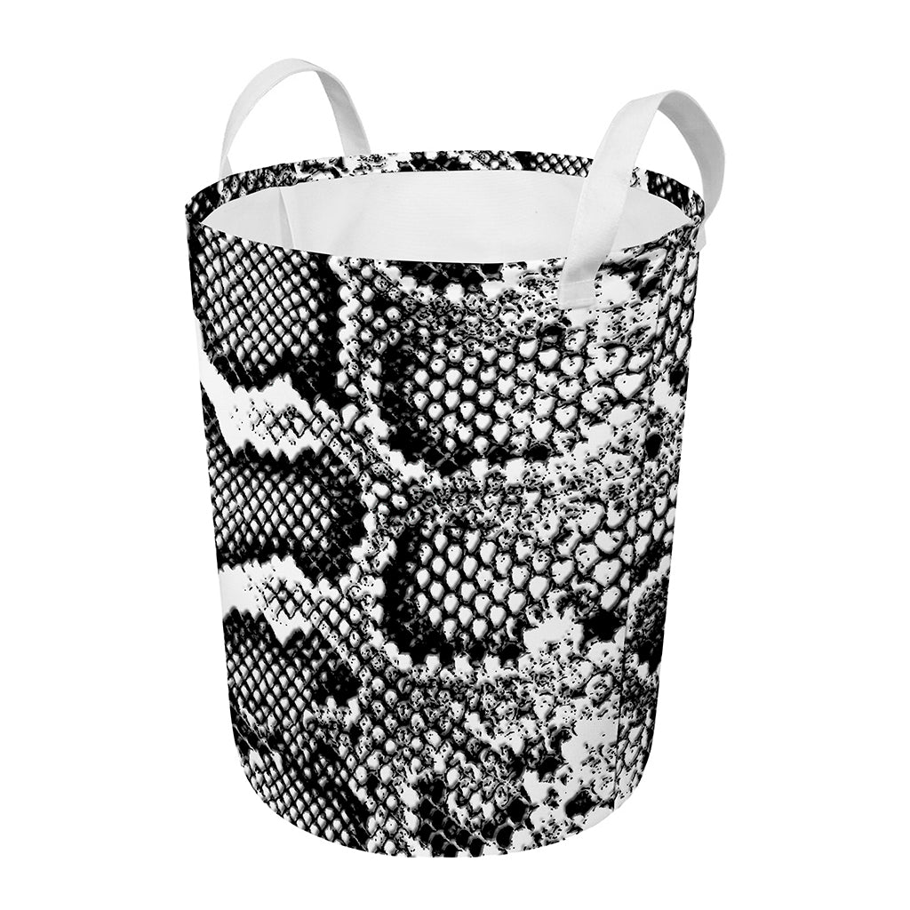 Black And White Snakeskin Print Round Laundry Basket
