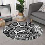Black And White Snakeskin Print Round Rug