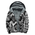 Black And White Snakeskin Print Sherpa Lined Zip Up Hoodie
