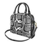 Black And White Snakeskin Print Shoulder Handbag