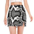 Black And White Snakeskin Print Side Slit Mini Skirt