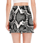 Black And White Snakeskin Print Side Slit Mini Skirt