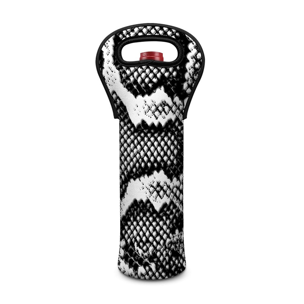 Black And White Snakeskin Print Single Neoprene Wine Tote