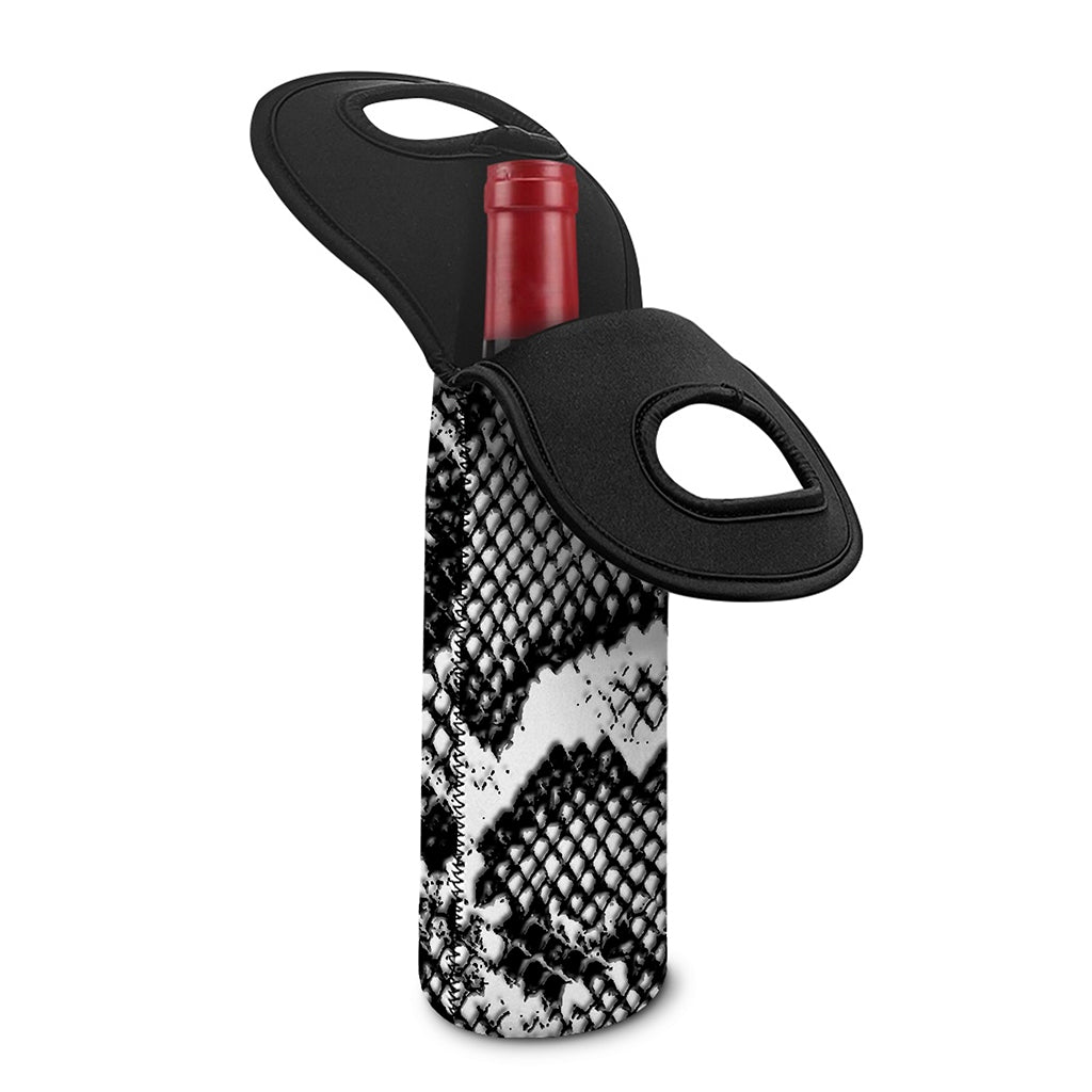 Black And White Snakeskin Print Single Neoprene Wine Tote