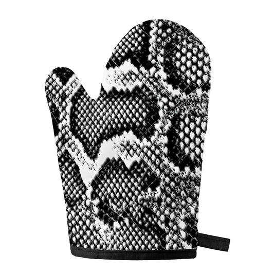 Black And White Snakeskin Print Single Oven Mitt
