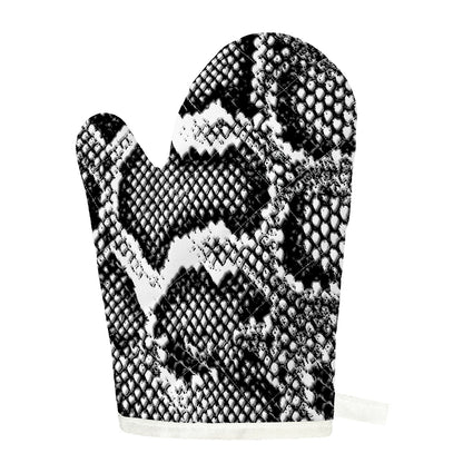 Black And White Snakeskin Print Single Oven Mitt