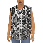 Black And White Snakeskin Print Sleeveless Baseball Jersey