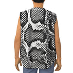 Black And White Snakeskin Print Sleeveless Baseball Jersey