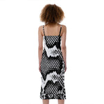 Black And White Snakeskin Print Slim Fit Midi Cami Dress