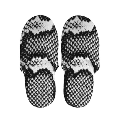Black And White Snakeskin Print Slippers
