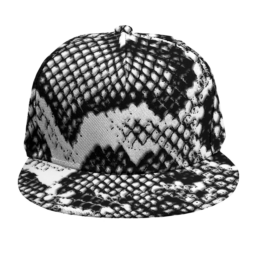 Black And White Snakeskin Print Snapback Cap