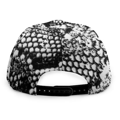 Black And White Snakeskin Print Snapback Cap