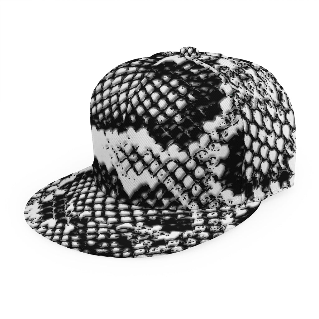 Black And White Snakeskin Print Snapback Cap
