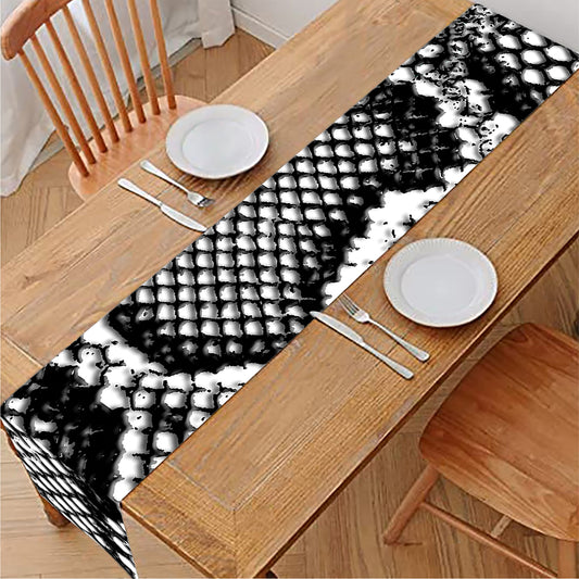 Black And White Snakeskin Print Table Runner