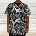 Black And White Snakeskin Print Textured Short Sleeve Shirt
