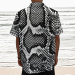 Black And White Snakeskin Print Textured Short Sleeve Shirt