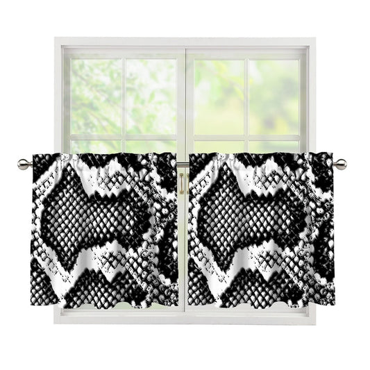 Black And White Snakeskin Print Tier Curtains
