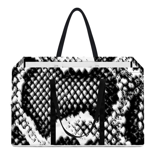 Black And White Snakeskin Print Utility Tote Bag