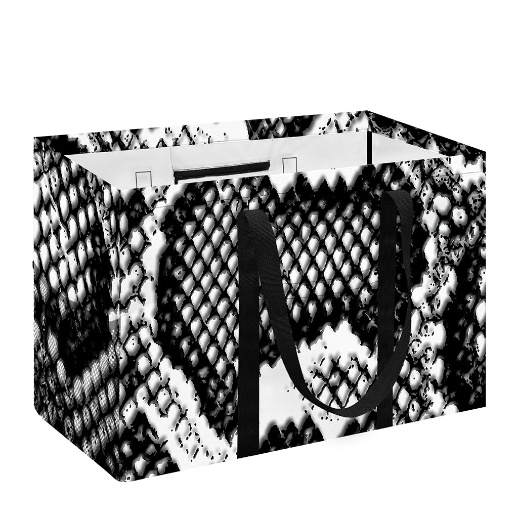 Black And White Snakeskin Print Utility Tote Bag