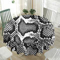 Black And White Snakeskin Print Waterproof Round Tablecloth