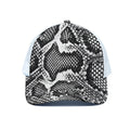 Black And White Snakeskin Print White Mesh Trucker Hat