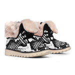 Black And White Snakeskin Print Winter Boots