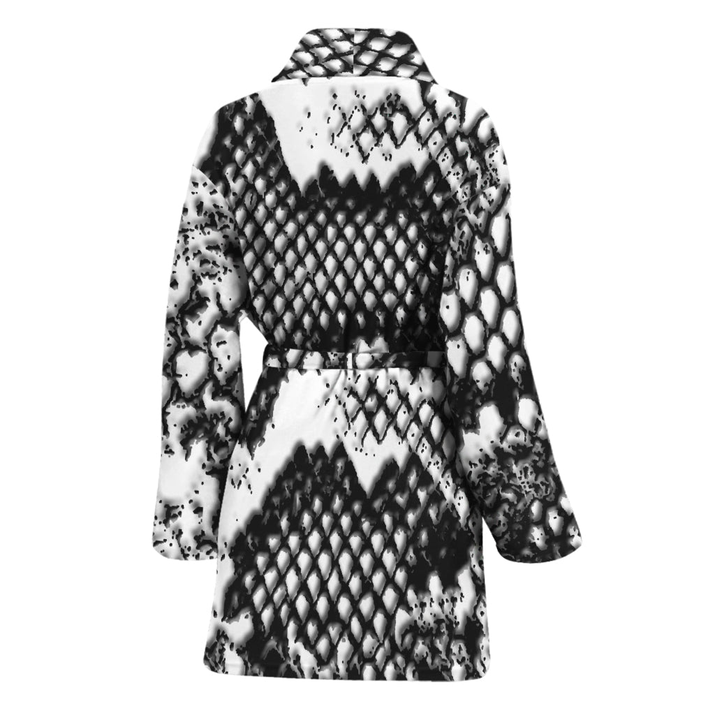 Black And White Snakeskin Print Women's Bathrobe