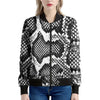 Black And White Snakeskin Print Women's Bomber Jacket