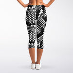 Black And White Snakeskin Print Women's Capri Leggings