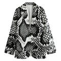 Black And White Snakeskin Print Women's Cotton Blazer