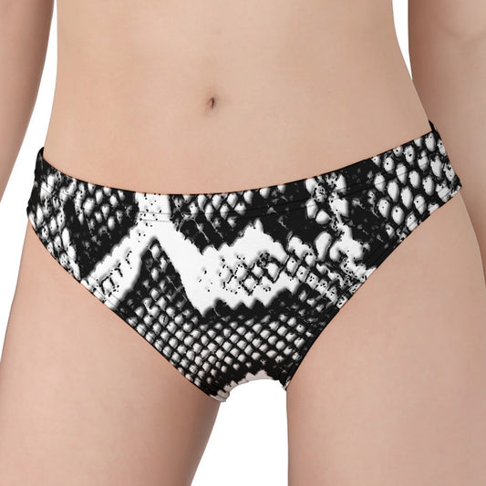 Black And White Snakeskin Print Women's Panties