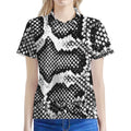 Black And White Snakeskin Print Women's Polo Shirt