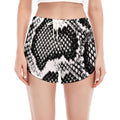 Black And White Snakeskin Print Women's Split Running Shorts