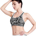 Black And White Snakeskin Print Women's Sports Bra