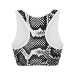 Black And White Snakeskin Print Women's Sports Bra