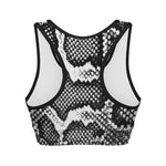 Black And White Snakeskin Print Women's Sports Bra