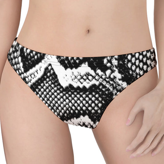 Black And White Snakeskin Print Women's Thong