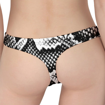 Black And White Snakeskin Print Women's Thong