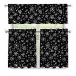 Black And White Snowflake Pattern Print 3 Piece Kitchen Curtains