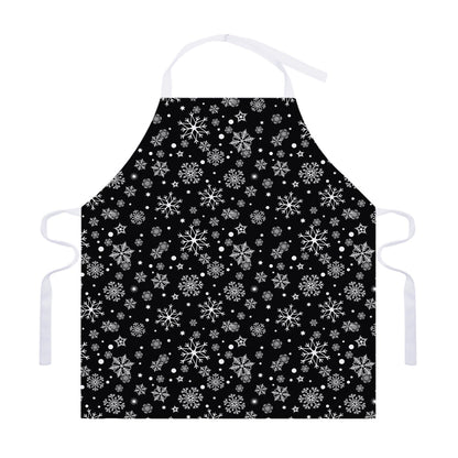 Black And White Snowflake Pattern Print Adjustable Apron