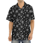Black And White Snowflake Pattern Print Aloha Shirt